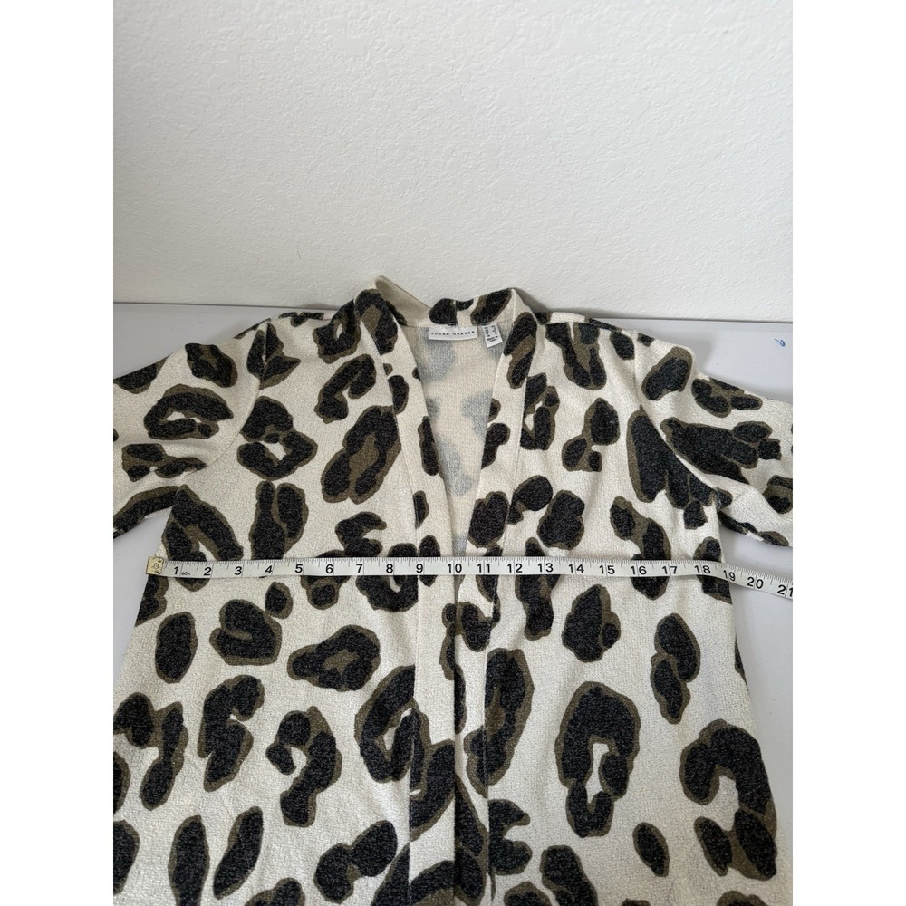 Women's Susan Graver Open Front Long Sleeve Animal Print Cardigan Beige Size XS - Picture 7 of 9